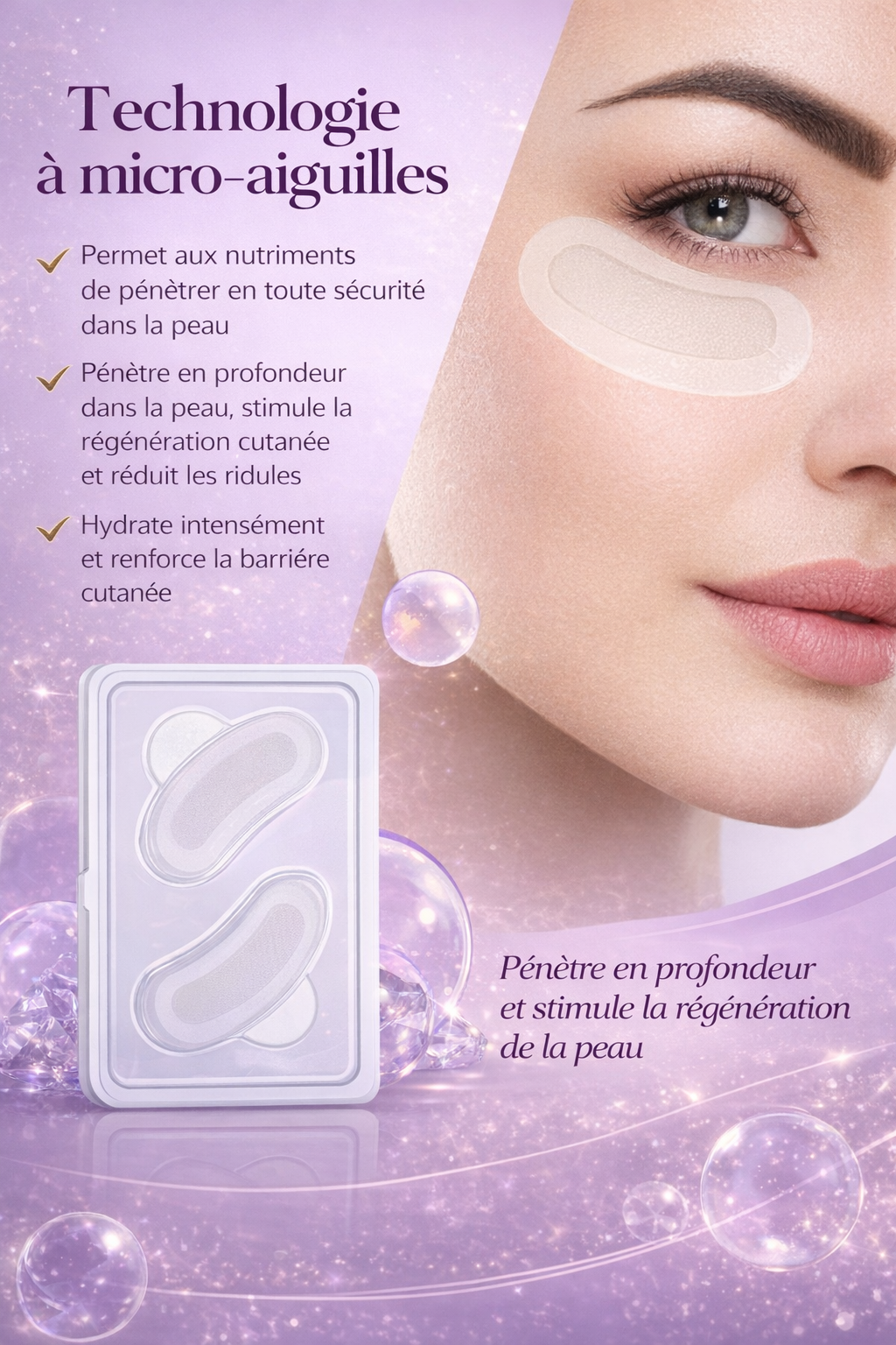 Mikro-Needling-Pflaster mit Kollagen für die Augenpartie