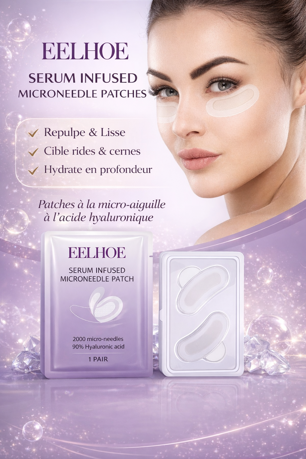 Mikro-Needling-Pflaster mit Kollagen für die Augenpartie