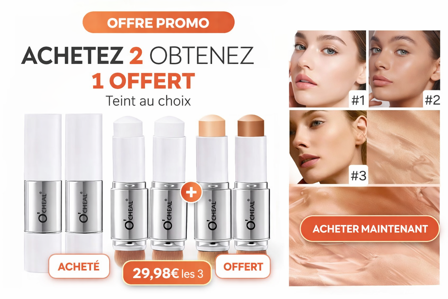 Fond de Teint Stick 2-en-1 – Teint Unifié & Naturel (10g)
