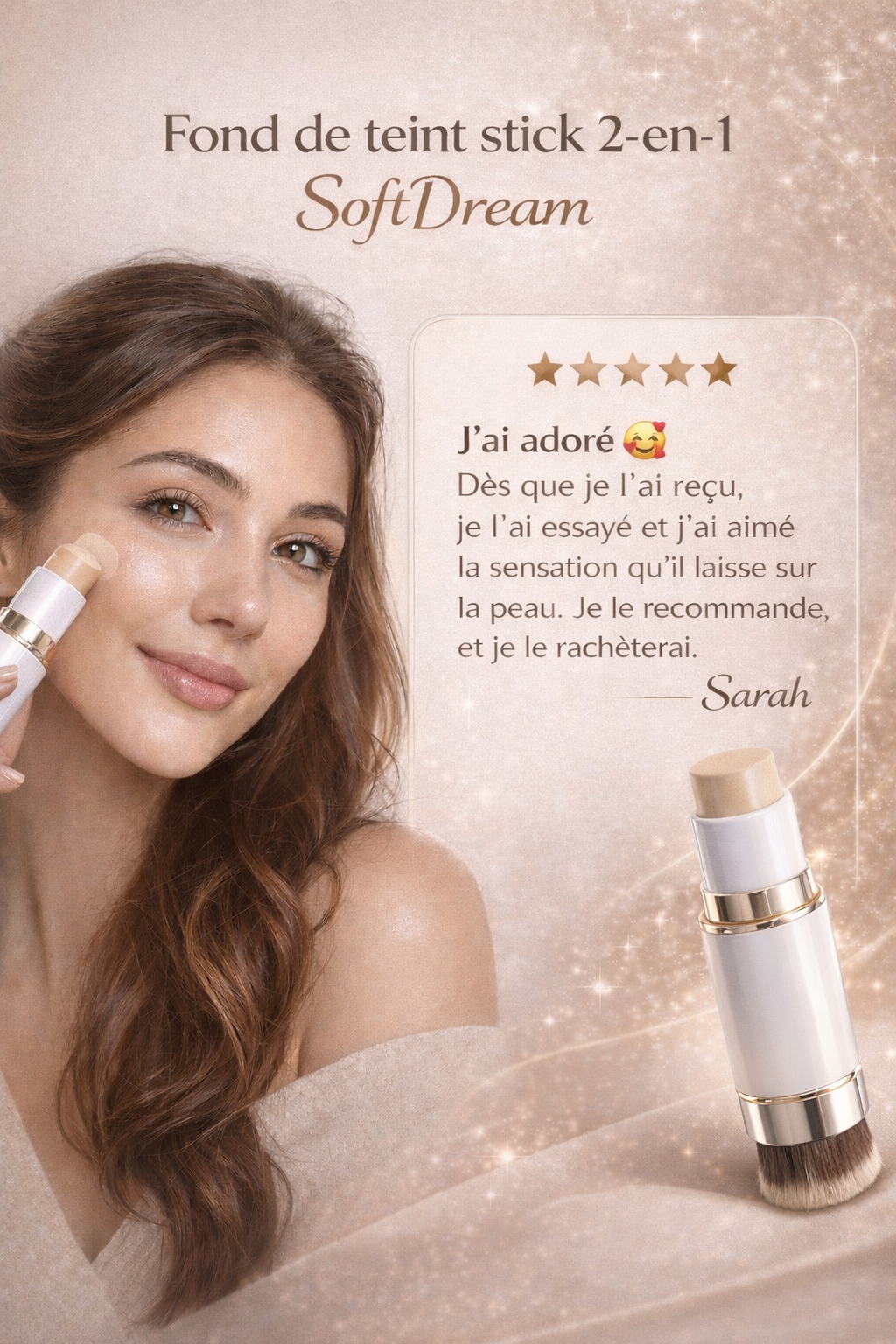 Fond de Teint Stick 2-en-1 – Teint Unifié & Naturel (10g)