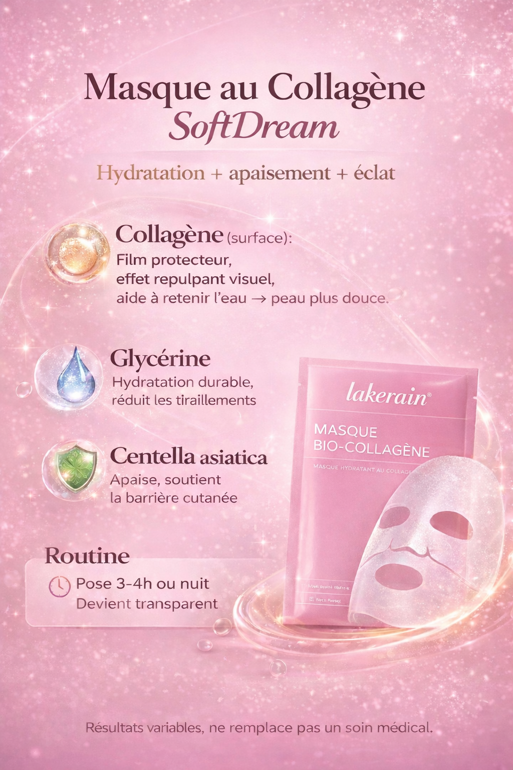 Masque Coréen visage bio-collagène en hydrogel – SoftDream Glow