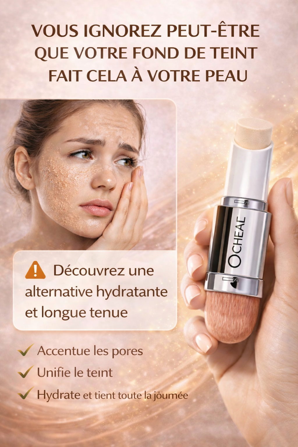 Fond de Teint Stick 2-en-1 – Teint Unifié & Naturel (10g)